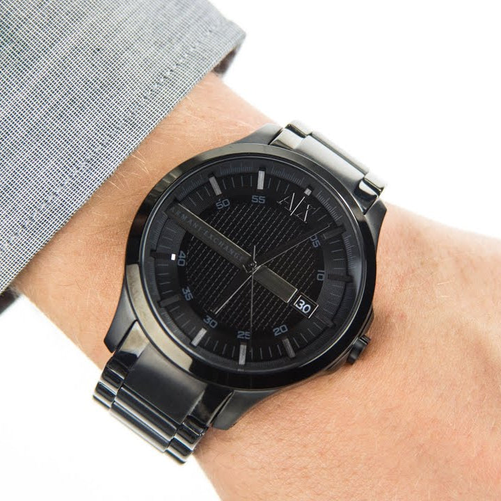  Shop Authentic Armani Exchange Hampton Chronograph Black Dial Black Steel Strap Watch For Men - AX2104 - Luxxuri