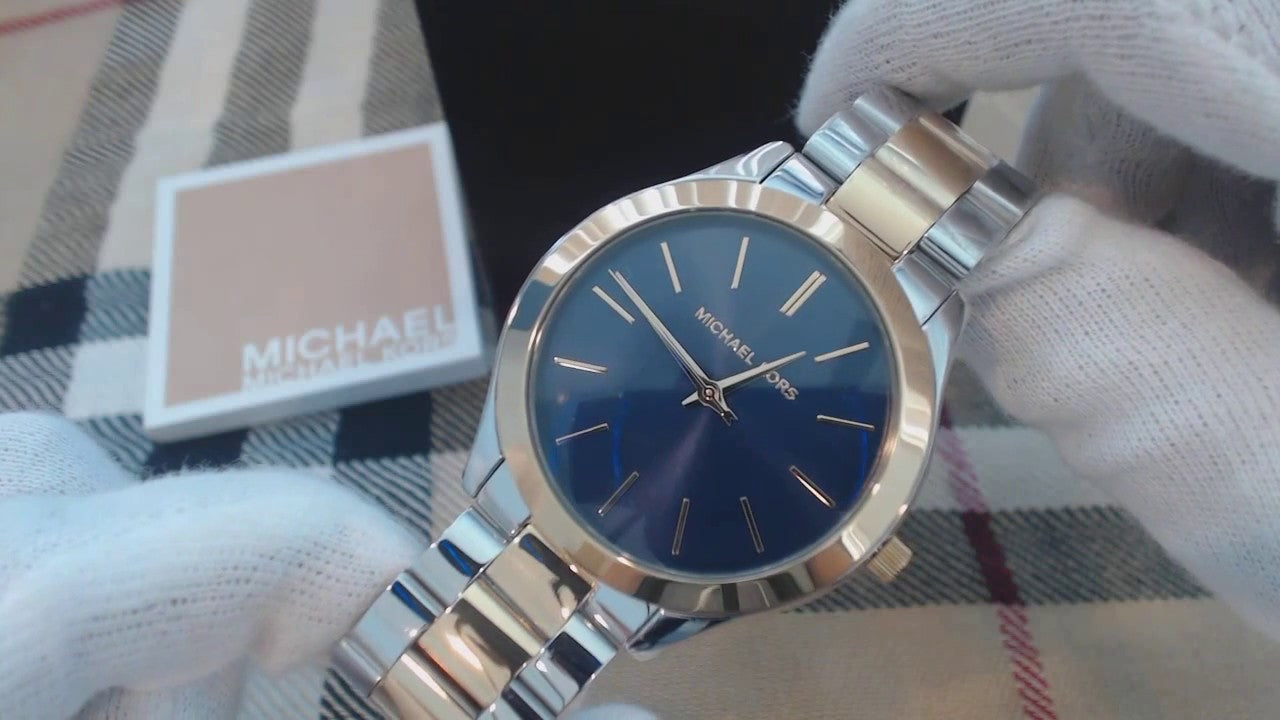  Shop Authentic Michael Kors Slim Runway Blue Dial Two Tone Steel Strap Watch for Women - MK3479 - Luxxuri