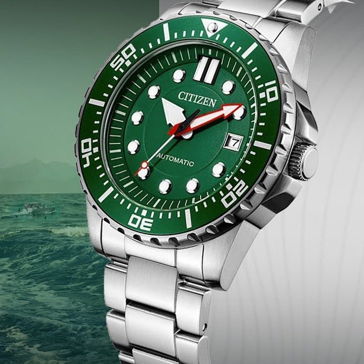  Shop Authentic Citizen Promaster Mechanical Green Dial Silver Steel Strap Watch For Men - NJ0129-87X - Luxxuri