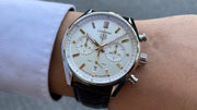  Shop Authentic Tag Heuer Carrera Chronograph White Dial Brown Leather Strap Watch for Men - CBN2013.FC6483 - Luxxuri