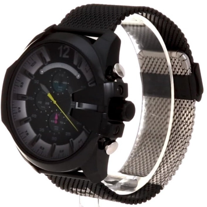  Shop Authentic Diesel Mega Chief Chronograph Black Dial Black Mesh Bracelet Watch For Men - DZ4514 - Luxxuri