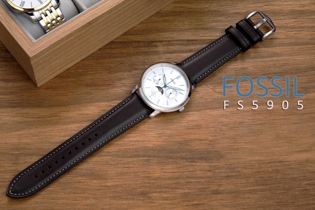 Shop Authentic Fossil Neutra Minimalist Moonphase Silver Dial Brown Leather Strap Watch for Men - FS5905 - Luxxuri