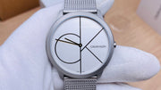  Shop Authentic Calvin Klein Minimal White Dial Silver Mesh Bracelet Watch for Men - K3M5115X - Luxxuri