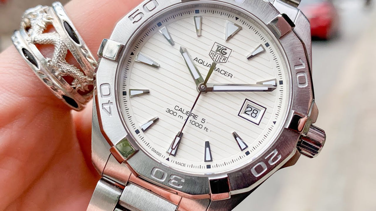  Shop Authentic Tag Heuer Aquaracer Automatic White Dial Silver Steel Strap Watch for Men - WAY2111.BA0928 - Luxxuri