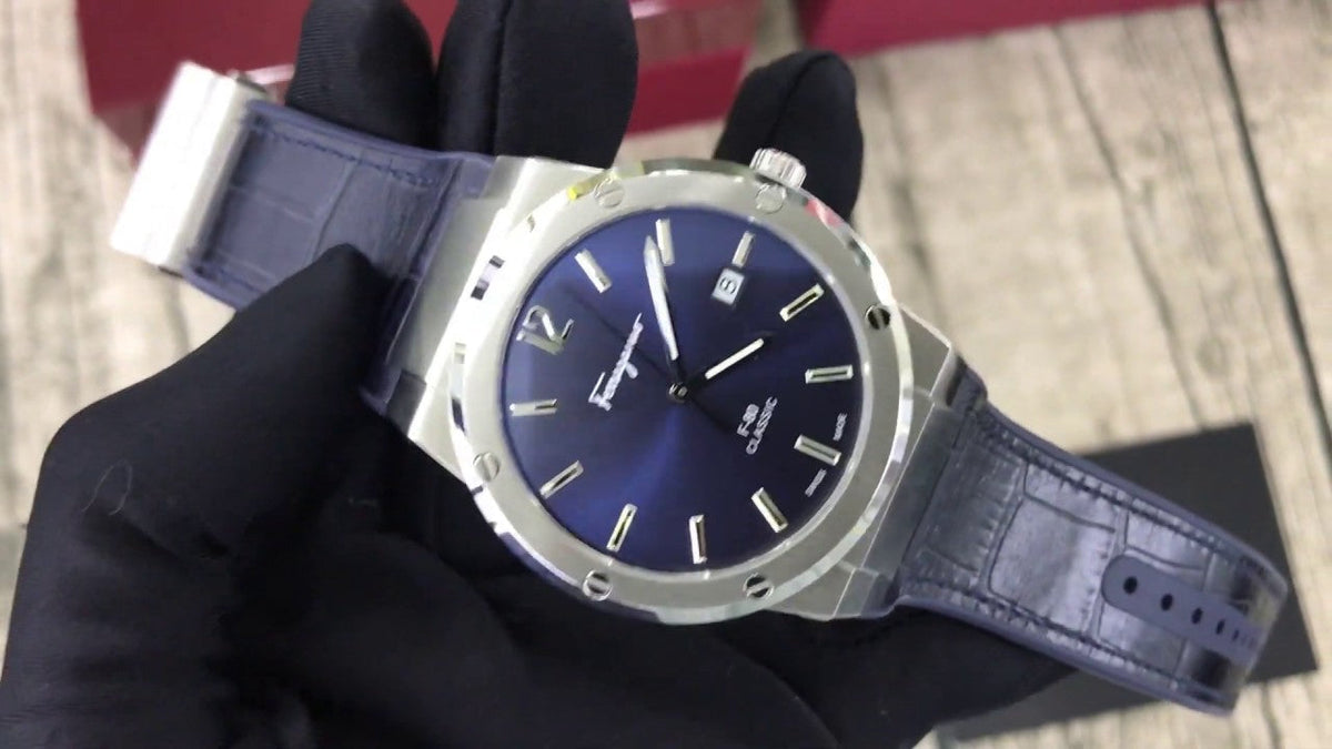  Shop Authentic Salvatore Ferragamo F-80 Classic Blue Dial Blue Leather Strap Watch for Men - SFDT00319 - Luxxuri