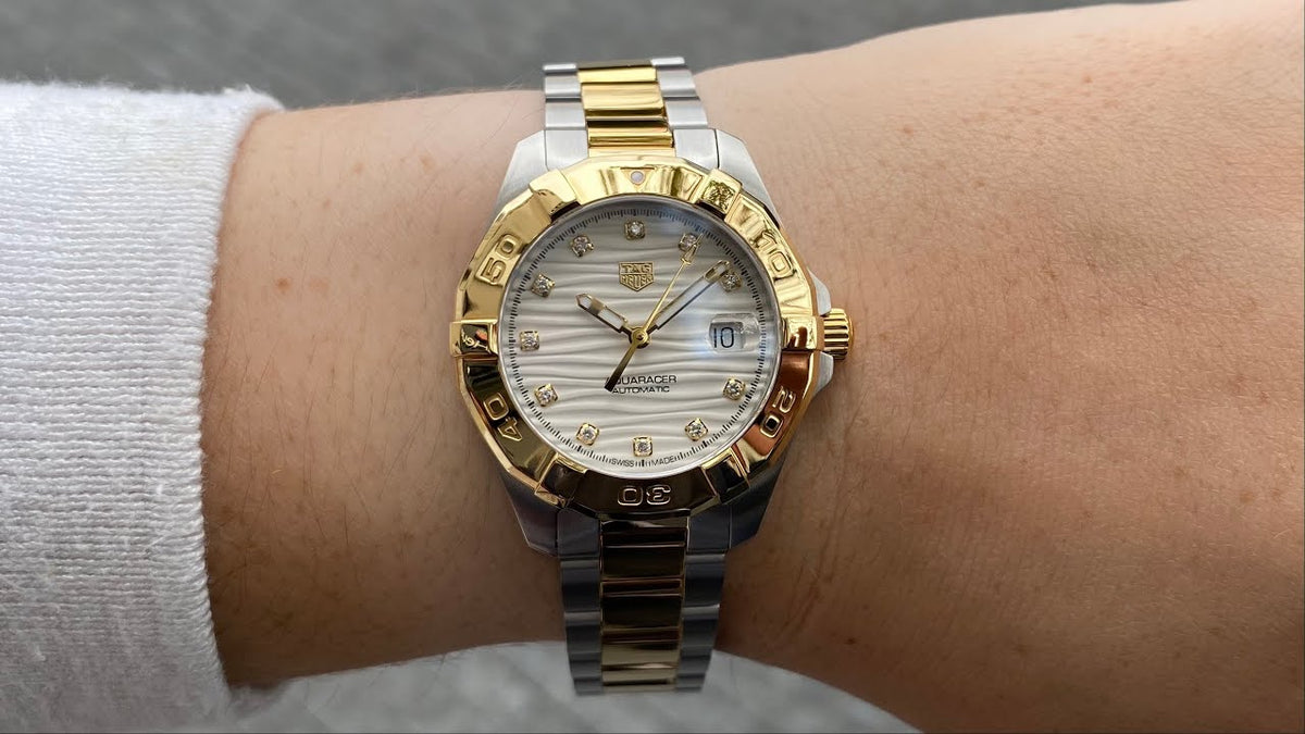  Shop Authentic Tag Heuer Aquaracer Mother of Pearl Dial Two Tone Steel Strap Watch for Women - WBD1320.BB0320 - Luxxuri