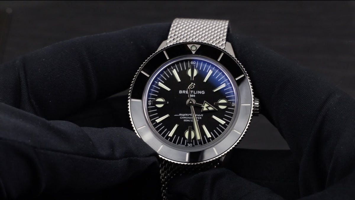  Shop Authentic Breitling Superocean Heritage '57 Black Dial Silver Mesh Bracelet Watch for Men - A10370121B1A1 - Luxxuri