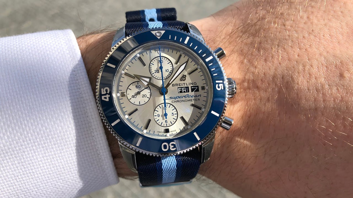  Shop Authentic Breitling Superocean Heritage Chronograph 44 Ocean Conservancy Silver Dial Two Tone NATO Strap Watch for Men - A133131A1G1W1 - Luxxuri