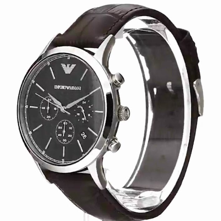  Shop Authentic Emporio Armani Renato Chronograph Black Dial Brown Leather Strap Watch For Men - AR2482 - Luxxuri