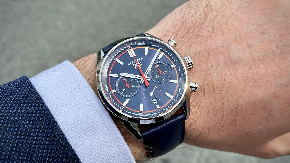  Shop Authentic Tag Heuer Carrera Chronograph Blue Dial Blue Leather Strap Watch for Men - CBN201D.FC6543 - Luxxuri