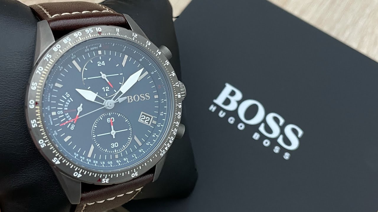  Shop Authentic Hugo Boss Pilot Edition Blue Dial Brown Leather Strap Watch for Men - 1513852 - Luxxuri