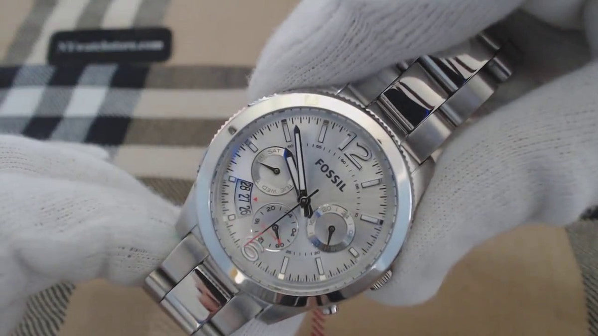  Shop Authentic Fossil Boyfriend Multifunction Silver Dial Silver Steel Strap Watch for Women - ES3883 - Luxxuri