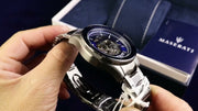  Shop Authentic Maserati SFIDA Automatic Blue Dial Silver Steel Strap Watch For Men - R8823140001 - Luxxuri