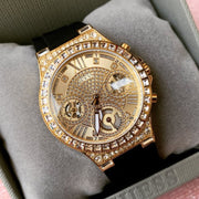  Shop Authentic Guess Moonlight Crystals Silver Dial Black Silicone Strap Watch For Women - GW0257L1 - Luxxuri