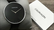  Shop Authentic Calvin Klein Full Moon Black Dial Black Leather Strap Watch for Women - K8Y231C1 - Luxxuri