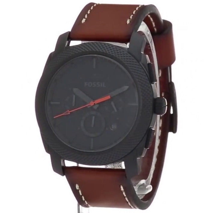  Shop Authentic Fossil Machine Chronograph Black Dial Brown Leather Strap Watch for Men - FS5234 - Luxxuri