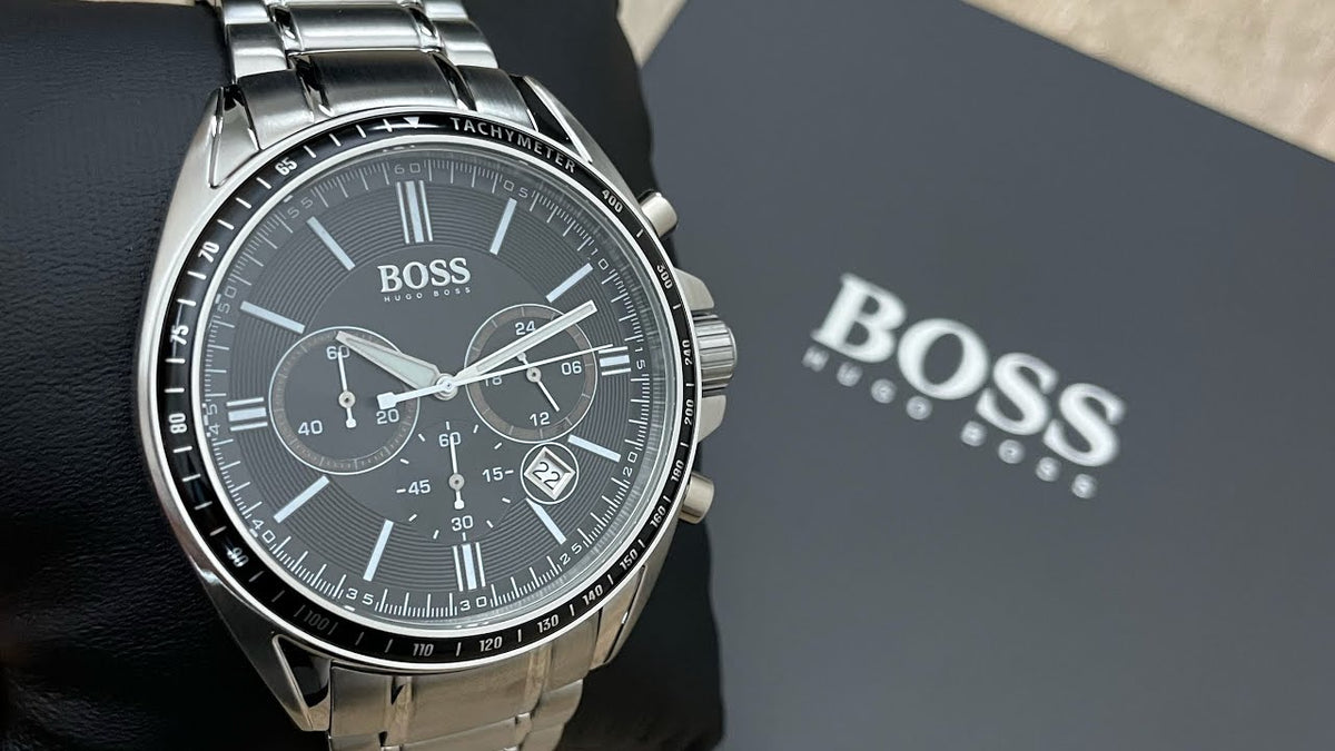  Shop Authentic Hugo Boss Driver Chronograph Black Dial Silver Steel Strap Watch For Men - 1513080 - Luxxuri