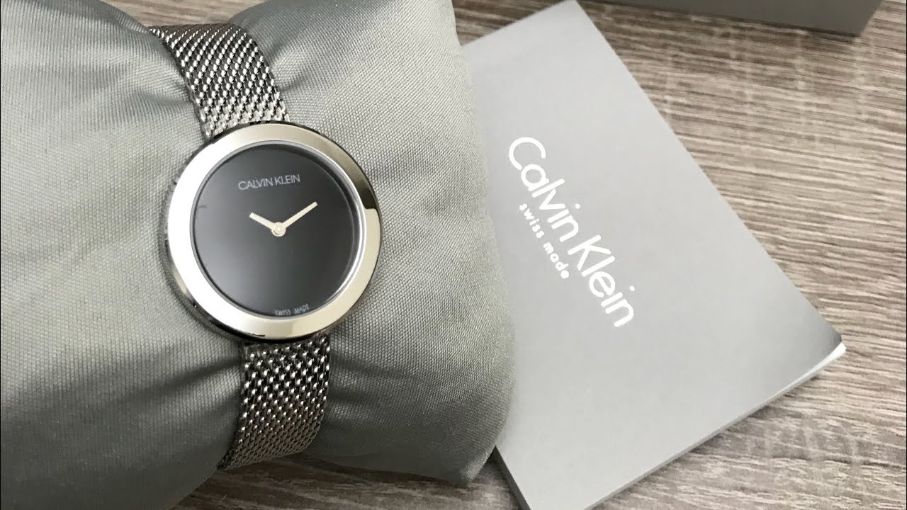  Shop Authentic Calvin Klein Firm Black Dial Silver Mesh Bracelet Watch for Women - K3N23121 - Luxxuri