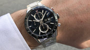  Shop Authentic Tag Heuer Carrera Automatic Chronograph Black Dial Silver Steel Strap Watch for Men - CBM2110.BA0651 - Luxxuri