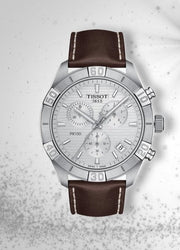  Shop Authentic Tissot PR 100 Sport Quartz Chronograph Silver Dial Brown Leather Strap Watch For Men - T101.617.16.031.00 - Luxxuri