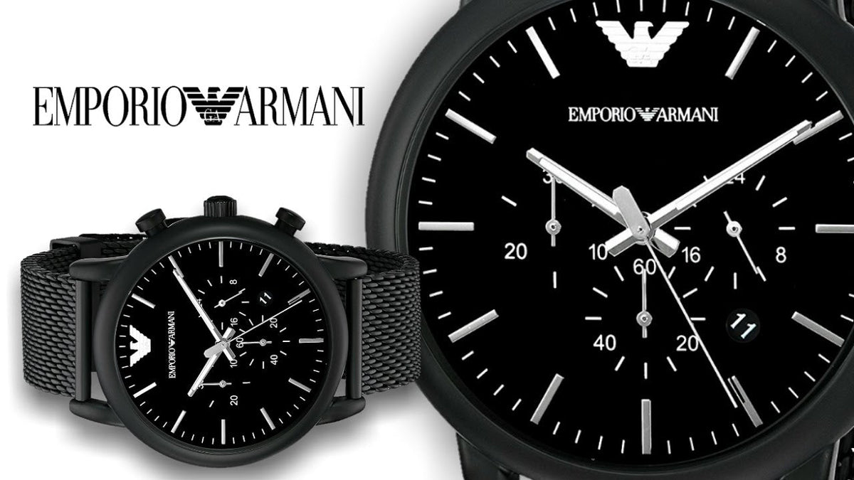  Shop Authentic Emporio Armani Sport Chronograph Black Dial Black Mesh Bracelet Watch For Men - AR1968 - Luxxuri