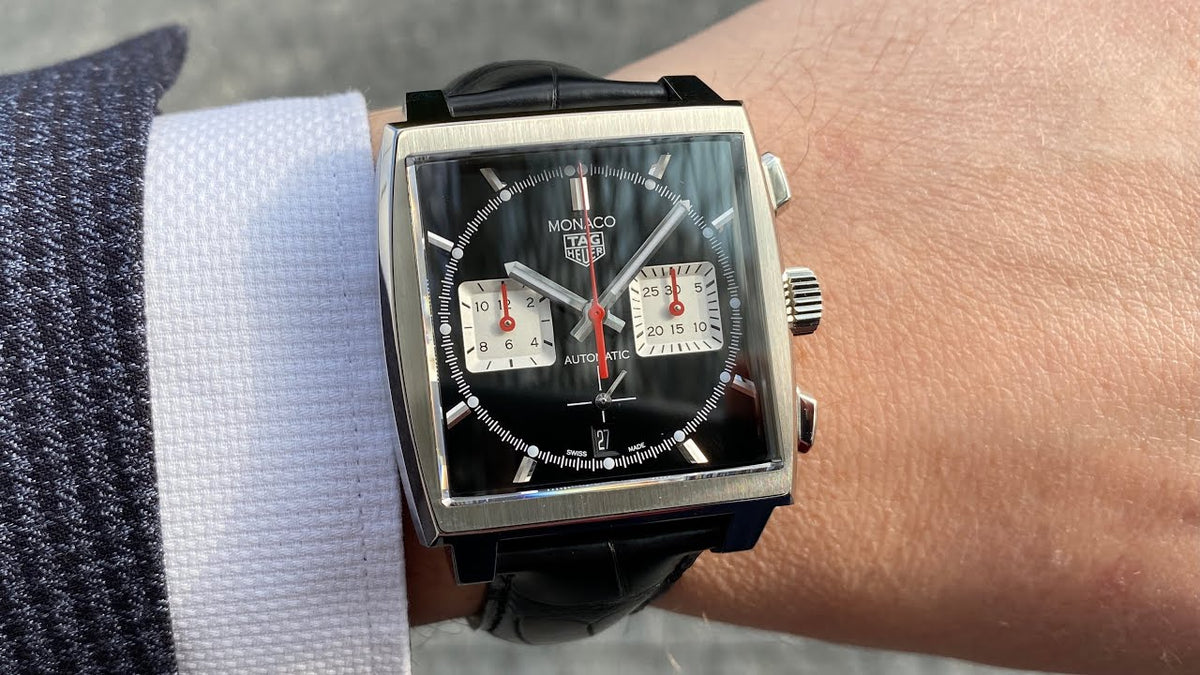  Shop Authentic Tag Heuer Monaco Automatic Chronograph Black Dial Black Leather Strap Watch for Men - CBL2113.FC6177 - Luxxuri
