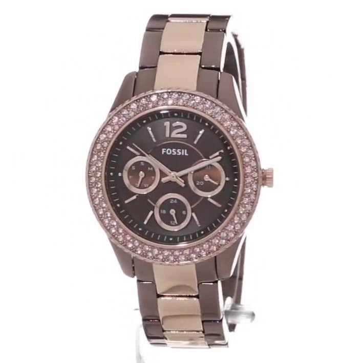  Shop Authentic Fossil Stella Multifunction Brown Dial Two Tone Steel Strap Watch for Women - ES4079 - Luxxuri