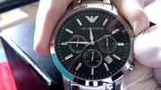  Shop Authentic Emporio Armani Classic Chronograph Black Dial Silver Steel Strap Watch For Men - AR2434 - Luxxuri