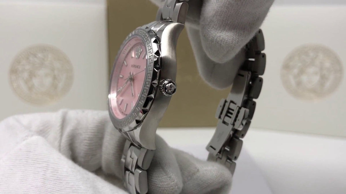  Shop Authentic Versace Hellenyium Pink Dial Silver Steel Strap Watch for Women - V12010015 - Luxxuri