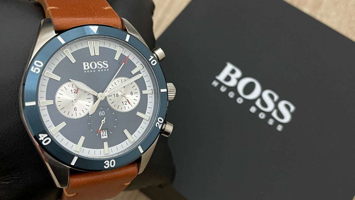  Shop Authentic Hugo Boss Santiago Blue Dial Brown Leather Strap Watch for Men - 1513860 - Luxxuri