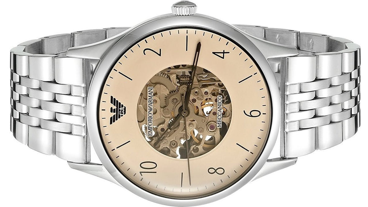  Shop Authentic Emporio Armani Meccanico Multicolor Dial Silver Steel Strap Watch For Men - AR1922 - Luxxuri