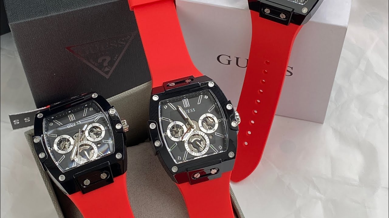  Shop Authentic Guess Phoenix Multifunction Black Dial Red Rubber Strap Watch for Men - GW0203G4 - Luxxuri