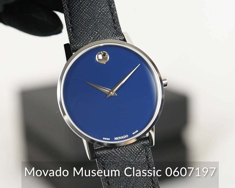  Shop Authentic Movado Museum Classic Blue Dial Black Leather Strap Watch for Men - 0607197 - Luxxuri