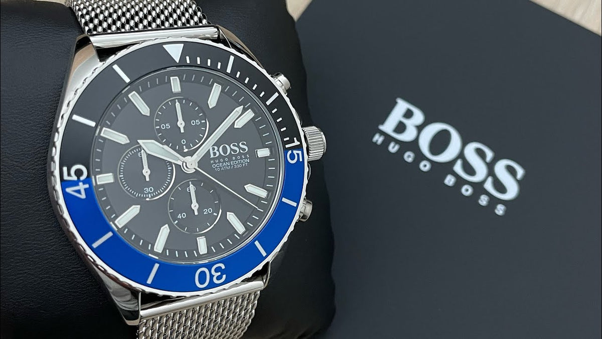  Shop Authentic Hugo Boss Ocean Edition Black Dial Silver Mesh Strap Watch for Men - 1513742 - Luxxuri