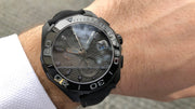  Shop Authentic Tag Heuer Aquaracer Automatic Chronograph Special Edition Titanium Grey Dial Black Leather Strap Watch for Men - CAY218B.FC6370 - Luxxuri