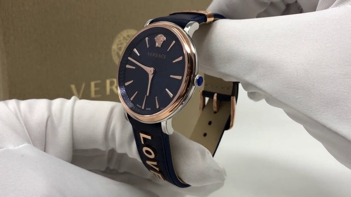  Shop Authentic Versace V-Circle Quartz Black Dial Brown Leather Strap Watch for Men - VEBQ01619 - Luxxuri