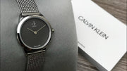  Shop Authentic Calvin Klein Minimal Grey Dial Silver Mesh Bracelet Watch for Women - K3M2312X - Luxxuri