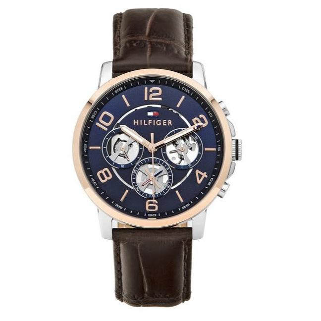  Shop Authentic Tommy Hilfiger Keagan Chronograph Blue Dial Brown Leather Strap Watch for Men - 1791290 - Luxxuri
