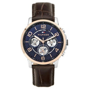  Shop Authentic Tommy Hilfiger Keagan Chronograph Blue Dial Brown Leather Strap Watch for Men - 1791290 - Luxxuri