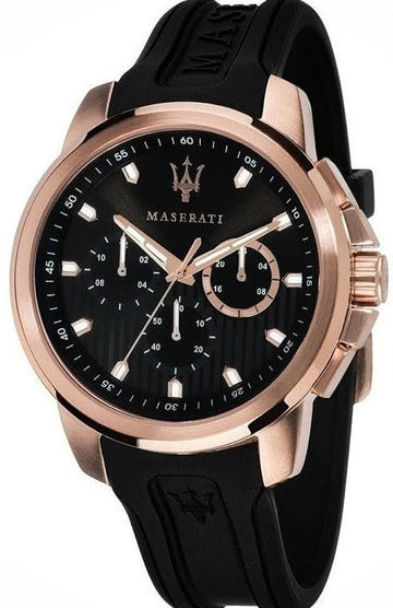  Shop Authentic Maserati SFIDA Chronograph Black Dial Black Rubber Strap Watch For Men - R851123008 - Luxxuri
