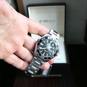  Shop Authentic Tag Heuer Aquaracer Quartz Black Dial Silver Steel Strap Watch for Men - WAY101A.BA0746 - Luxxuri