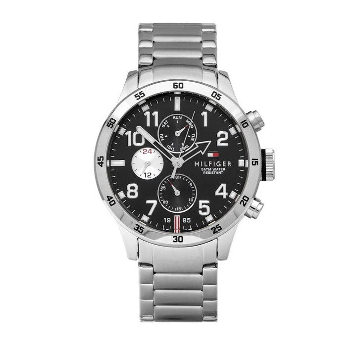  Shop Authentic Tommy Hilfiger Cool Sport Multifunction Black Dial Silver Steel Strap Watch for Men - 1791141 - Luxxuri