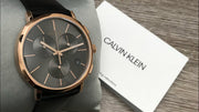  Shop Authentic Calvin Klein Posh Grey Dial Black Leather Strap Watch for Men - K8Q376C3 - Luxxuri