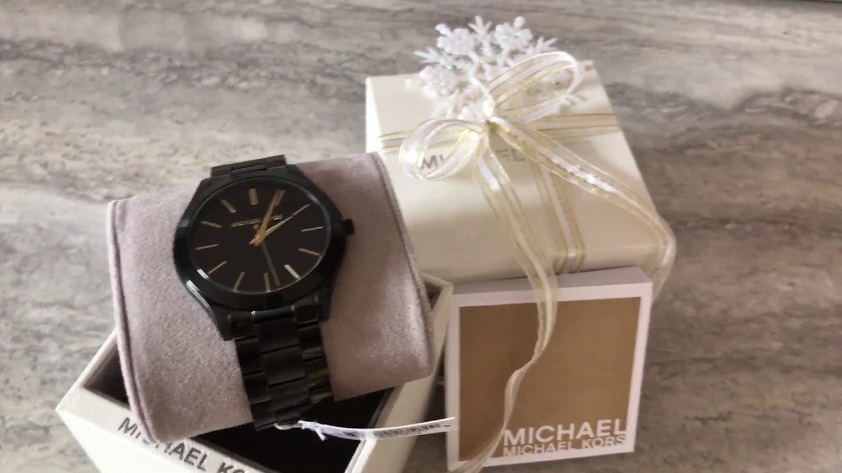  Shop Authentic Michael Kors Slim Runway Black Dial Black Stainless Steel Strap Watch for Women - MK3221 - Luxxuri