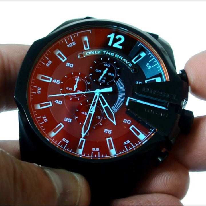  Shop Authentic Diesel Mega Chief Black Dial Black Leather Strap Watch For Men - DZ4323 - Luxxuri