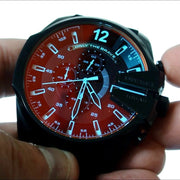  Shop Authentic Diesel Mega Chief Black Dial Black Leather Strap Watch For Men - DZ4323 - Luxxuri