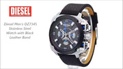  Shop Authentic Diesel BAMF Chronograph Black Dial Black Leather Strap Watch For Men - DZ7345 - Luxxuri