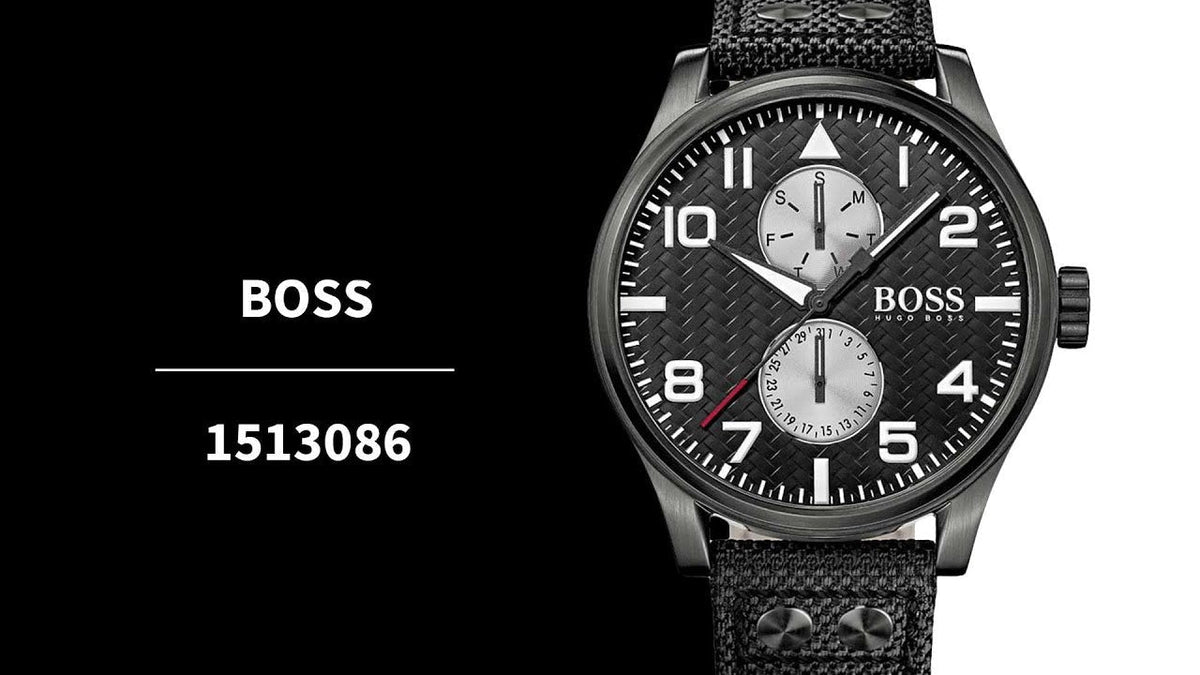 Shop Authentic Hugo Boss Aeroliner Chronograph Black Dial Black Leather Strap Watch For Men - 1513086 - Luxxuri