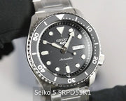  Shop Authentic Seiko 5 Sports Automatic Day Date Black Dial Silver Steel Strap Watch for Men - SRPD55K1 - Luxxuri