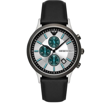  Shop Authentic Emporio Armani Renato Chronograph Silver Dial Black Leather Strap Watch for Men - AR11473 - Luxxuri